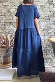 Tasha Damask T Shirt Maxi Dress Navy